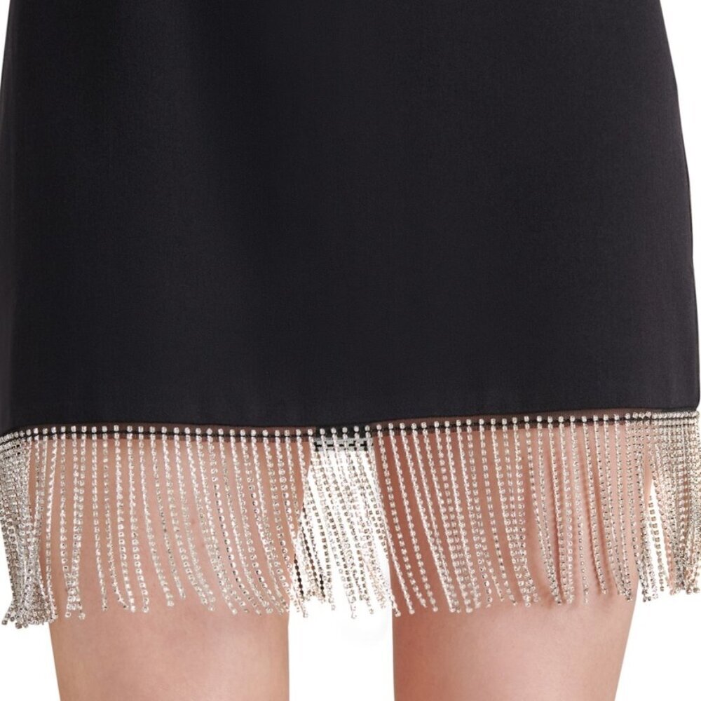 Steve Madden Elenora Dress | Black | Size 4 | Rhinestone Fringe Mini Bodycon - Picture 6 of 8